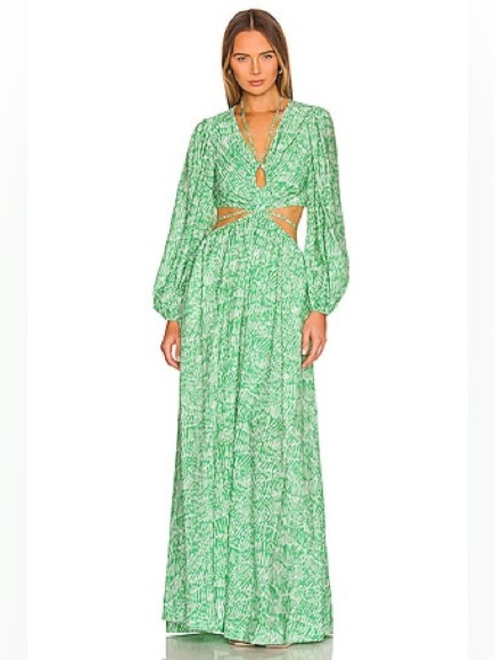 Jonathan Simkhai Adelaide Maxi Dress in Kelly Abstract Fern Green